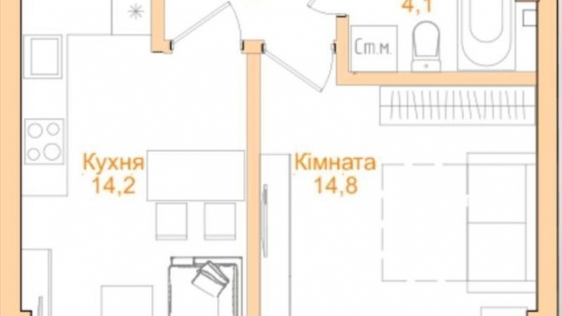 $82000 / Новопечерский переулок 5, Киев, Киев / Продажа / Квартира / 39 кв.м. / 1 комнат